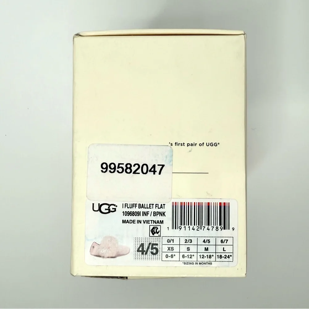 UGG Baby Light Pink Satin Faux Fur Fluff Trim Ballet Flats